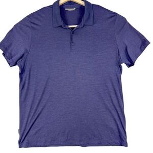Icebreaker Polo Shirt Mens 2XL Blue Solid Merino Wool Nylon Lightweight Top